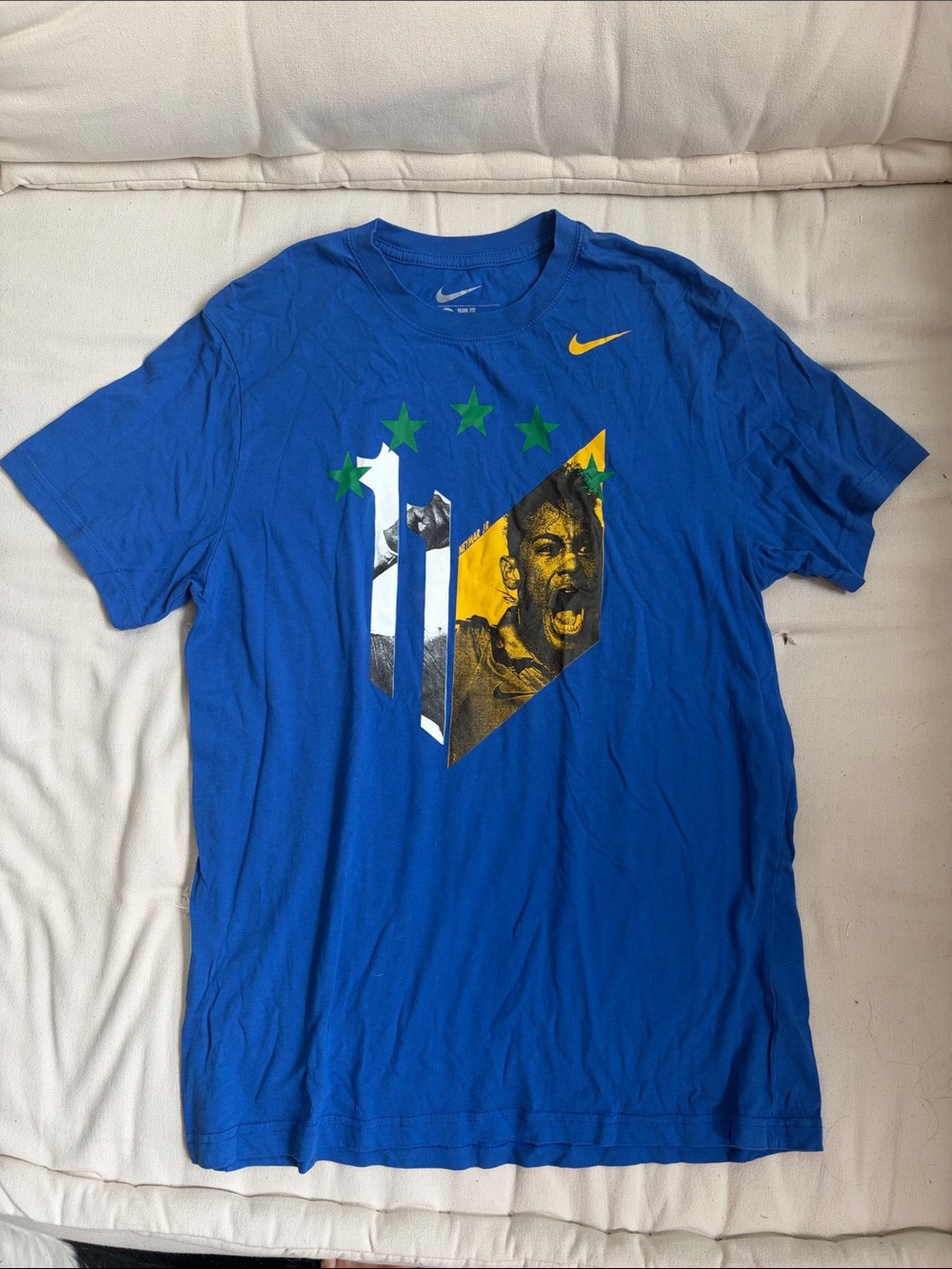 Nike Men’s Royal Blue Graphic Short Sleeve Tee with Yellow Accent